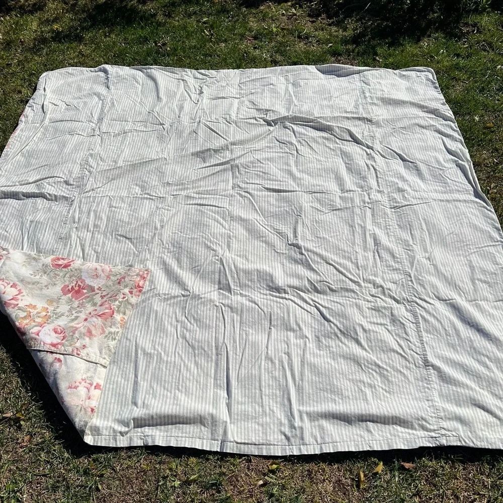 VTG Cottage Country Shabby Duvet Cover Reversible Roses Stripes Ralph Lauren?